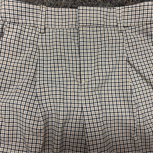 Banana Republic Women’s Size 4 Plaid Pleated Cuff Pant Navy Khaki - Picture 3 of 8